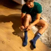 BILLYBELT Chaussettes en coton peigné Retro - Bleu, rayé blanc>Homme Chaussettes Fantaisie