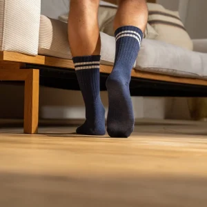 BILLYBELT Chaussettes en coton peigné Retro - Bleu, rayé blanc>Homme Chaussettes Fantaisie