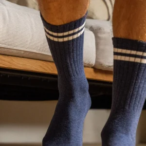 BILLYBELT Chaussettes en coton peigné Retro - Bleu, rayé blanc>Homme Chaussettes Fantaisie