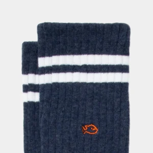 BILLYBELT Chaussettes en coton peigné Retro - Bleu, rayé blanc>Homme Chaussettes Fantaisie