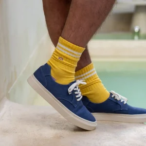 BILLYBELT Chaussettes en coton peigné Retro - Jaune, rayé blanc>Homme Chaussettes Fantaisie