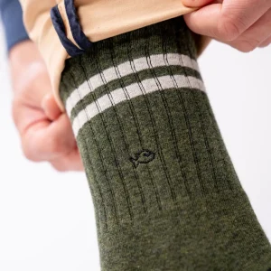 BILLYBELT Chaussettes en coton peigné Retro - Kaki, rayé beige>Homme Chaussettes Fantaisie