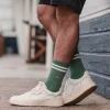 BILLYBELT Chaussettes en coton peigné Retro - Vert, rayé blanc>Homme Chaussettes Fantaisie