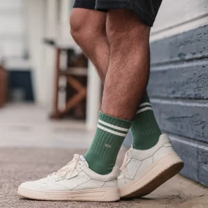 BILLYBELT Chaussettes en coton peigné Retro - Vert, rayé blanc>Homme Chaussettes Fantaisie