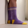 BILLYBELT Chaussettes en coton peigné Retro - Violet, rayé beige>Homme Chaussettes Fantaisie