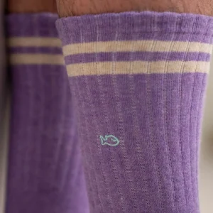 BILLYBELT Chaussettes en coton peigné Retro - Violet, rayé beige>Homme Chaussettes Fantaisie