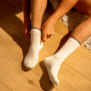 BILLYBELT Chaussettes en coton peigné Square - Ecru>Homme Chaussettes Fantaisie