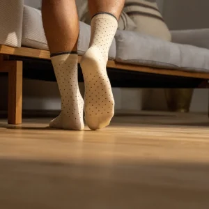 BILLYBELT Chaussettes en coton peigné Square - Ecru>Homme Chaussettes Fantaisie