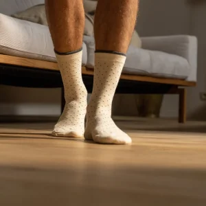 BILLYBELT Chaussettes en coton peigné Square - Ecru>Homme Chaussettes Fantaisie