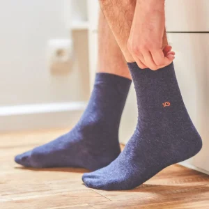 BILLYBELT Chaussettes en coton peigné Unies - Bleu chiné>Homme Chaussettes Unies
