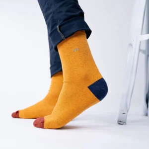BILLYBELT Chaussettes en coton peigné Unies - Jaune chiné>Homme Chaussettes Unies