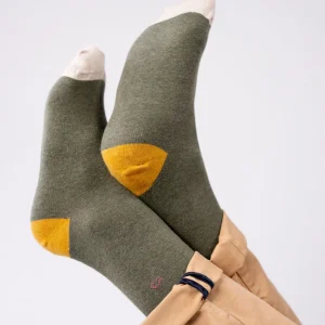BILLYBELT Chaussettes en coton peigné Unies - Kaki chiné>Homme Chaussettes Unies