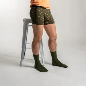 BILLYBELT Chaussettes en coton peigné Unies - Kaki foncé chiné>Homme Chaussettes Unies