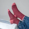 BILLYBELT Chaussettes en coton peigné Vintage - Rose foncé>Femme Chaussettes Fantaisie