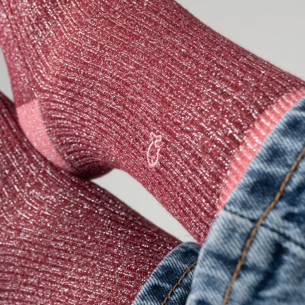 BILLYBELT Chaussettes en coton peigné Vintage - Rose foncé>Femme Chaussettes Fantaisie