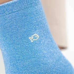 BILLYBELT Chaussettes pailletées en coton peigné Unies - Bleu clair>Femme Chaussettes Unies