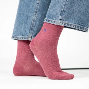 BILLYBELT Chaussettes pailletées en coton peigné Unies - Bois de rose>Femme Chaussettes Unies