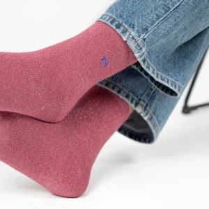 BILLYBELT Chaussettes pailletées en coton peigné Unies - Bois de rose>Femme Chaussettes Unies