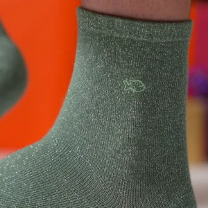 BILLYBELT Chaussettes pailletées en coton peigné Unies - Céladon>Femme Chaussettes Unies