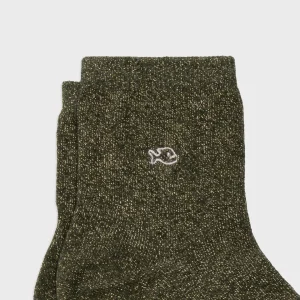 BILLYBELT Chaussettes pailletées en coton peigné Unies - Kaki>Femme Chaussettes Unies