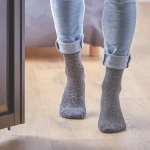 BILLYBELT Chaussettes pailletées en coton peigné Unies - Noir>Femme Chaussettes Unies