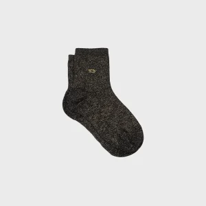 BILLYBELT Chaussettes pailletées en coton peigné Unies - Noir minéral>Femme Chaussettes Unies
