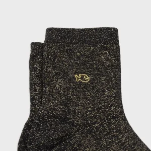 BILLYBELT Chaussettes pailletées en coton peigné Unies - Noir minéral>Femme Chaussettes Unies