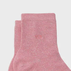 BILLYBELT Chaussettes pailletées en coton peigné Unies - Rose pêche>Femme Chaussettes Unies