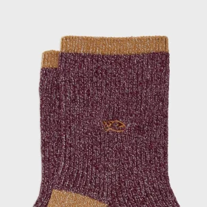 BILLYBELT Chaussettes pailletées en coton peigné Vintage - Bordeaux>Femme Chaussettes Fantaisie