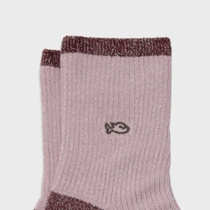 BILLYBELT Chaussettes pailletées en coton peigné Vintage - Rose>Femme Chaussettes Fantaisie