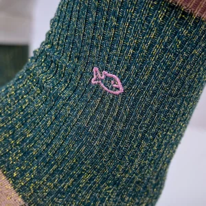 BILLYBELT Chaussettes pailletées en coton peigné Vintage - Vert>Femme Chaussettes Fantaisie