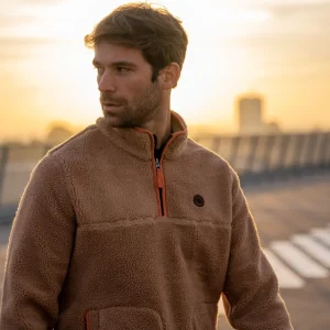 BILLYBELT Pull sherpa col zippé Dune>Homme Vestes Et Pulls En Sherpa Homme