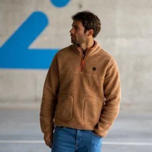 BILLYBELT Pull sherpa col zippé Dune>Homme Vestes Et Pulls En Sherpa Homme