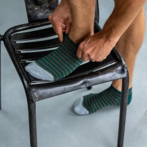 BILLYBELT Socquettes en coton peigné A rayures fines ->Homme Chaussettes Basses