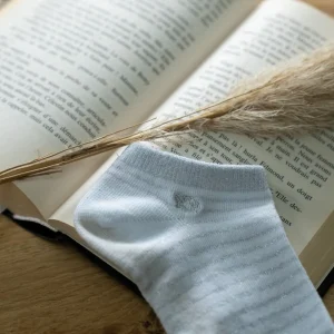 BILLYBELT Socquettes pailletées en coton peigné Rayées - Blanc, rayé argent>Femme Socquettes