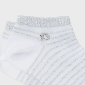 BILLYBELT Socquettes pailletées en coton peigné Rayées - Blanc, rayé argent>Femme Socquettes