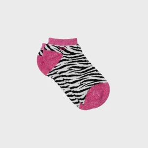 BILLYBELT Socquettes pailletées en coton peigné Zèbre ->Femme Socquettes