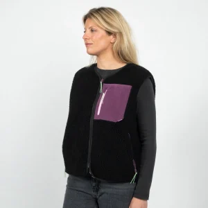 BILLYBELT Veste sherpa femme zippée sans manches Noir>Femme Vestes En Sherpa Femme